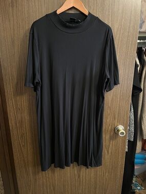 GAP Black Ribbed Half-Sleeve Mockneck Swing Mini Dress XXL